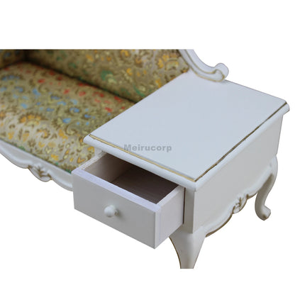 Meubles de maison de poupée à l'échelle 1:6 - Canapé en tissu vintage fait main avec table d'appoint