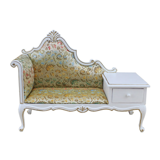 Chaise de téléphone en tissu classique faite à la main, mobilier miniature pour maison de poupée à l'échelle 1:6