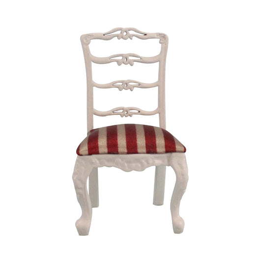 Silla de comedor de madera blanca tallada a mano a escala 1:12 para muebles en miniatura de casa de muñecas