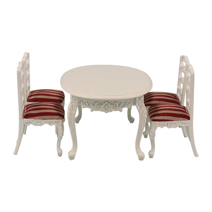 Silla de comedor de madera blanca tallada a mano a escala 1:12 para muebles en miniatura de casa de muñecas