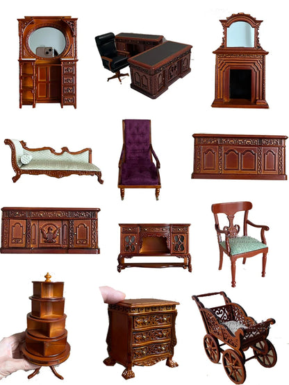 Aquí está el título SEO optimizado según tus pautas:

 Casa de muñecas en miniatura a escala 1:12, sillón reclinable para muñecas, espejo de tocador, modelo de muebles en miniatura