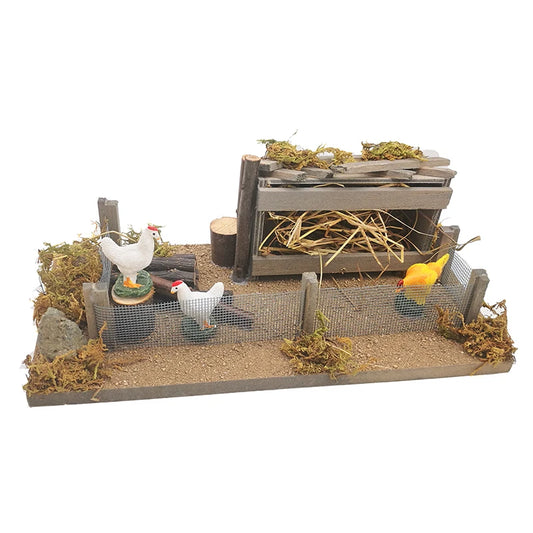 1:12 Scale Miniature Dollhouse Accessories Yard Hen Chicken Poultry Farm Coop Hutch