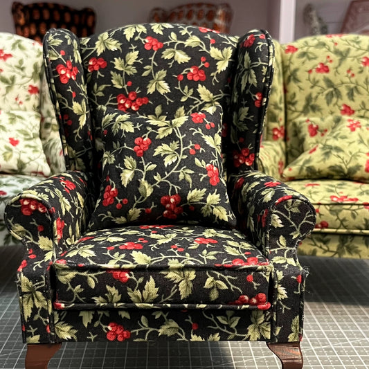 Fauteuil miniature à l'échelle 1:6 pour maison de poupée