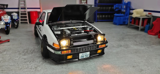 Carrocería de coche RC a escala 1:10 Fujiwara Tofu Shop AE86, modelo en miniatura