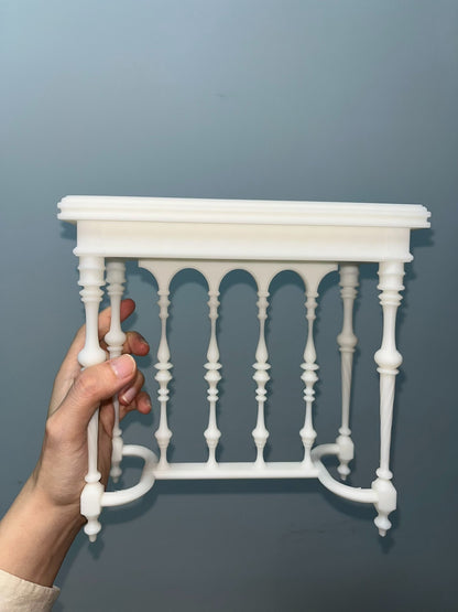 Mesa de estilo vintage a escala 1:6, muebles para casa de muñecas en miniatura, color blanco y negro, sin pintar