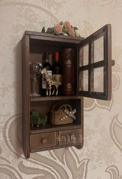 1:6 Scale Vintage Distressed Hanging Cabinet Miniature Dollhouse Furniture For Blythe Dolls
