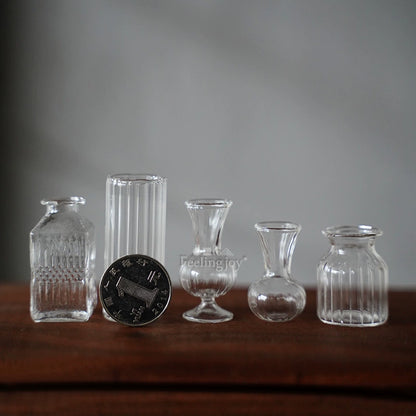 Vase miniature en verre à l'échelle 1:6, pot de fleurs, accessoire pour maison de poupée BJD, artisanat en argile, accessoires de scène DIY