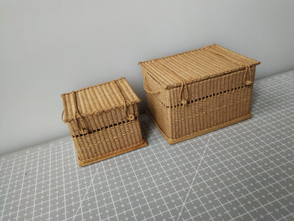 1:12 Scale Miniature Wicker Basket Blythe OB11 Dollhouse Accessory Small Long Size Photography Prop