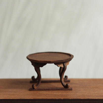 Mesa de té china antigua en miniatura a escala 1:12 para casa de muñecas