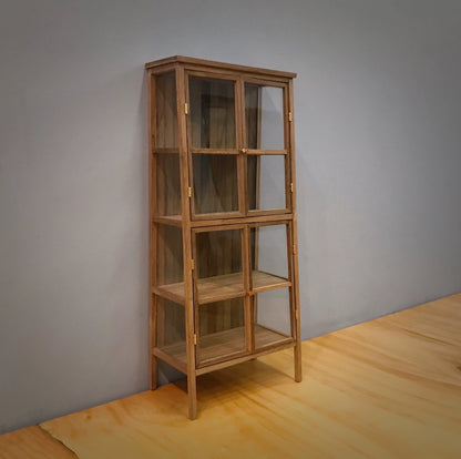 Mueble para casa de muñecas en miniatura de nogal con gabinete trapezoidal vintage a escala 1:6