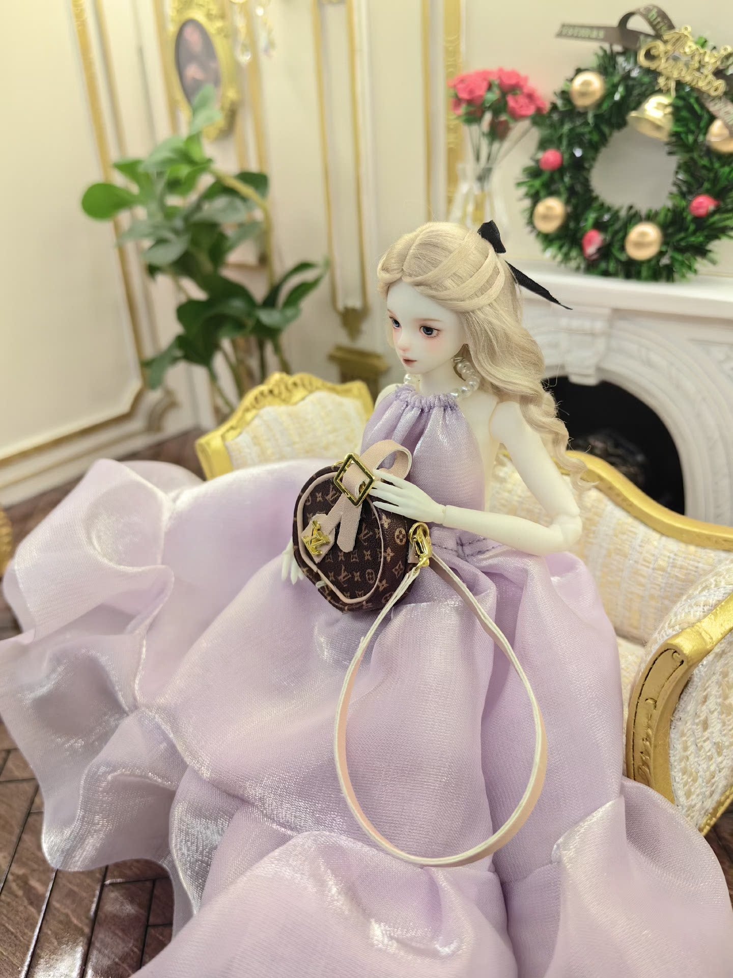 Sac rond miniature à l'échelle 1:6 et 1:12, accessoire pour maison de poupée, meubles faits main