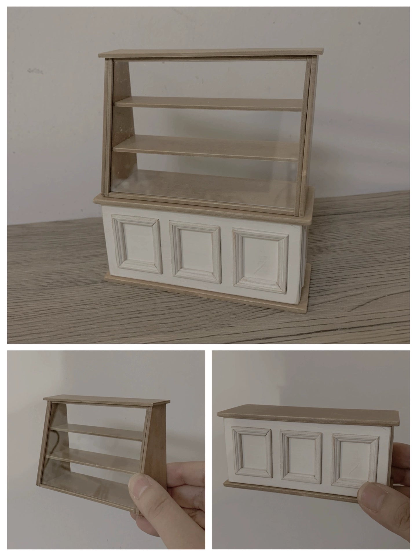 1:6 Scale Wooden Bakery Display Cabinet Miniature Dollhouse Furniture For Dessert Shop