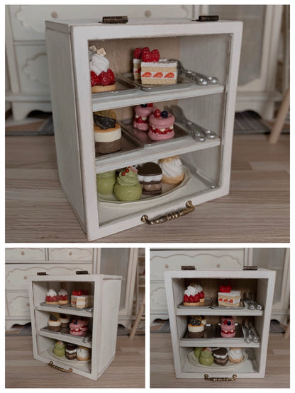 1:12 Scale Miniature Wooden Bread Cabinet Bakery Display Dollhouse Furniture Vintage Retro Miniature