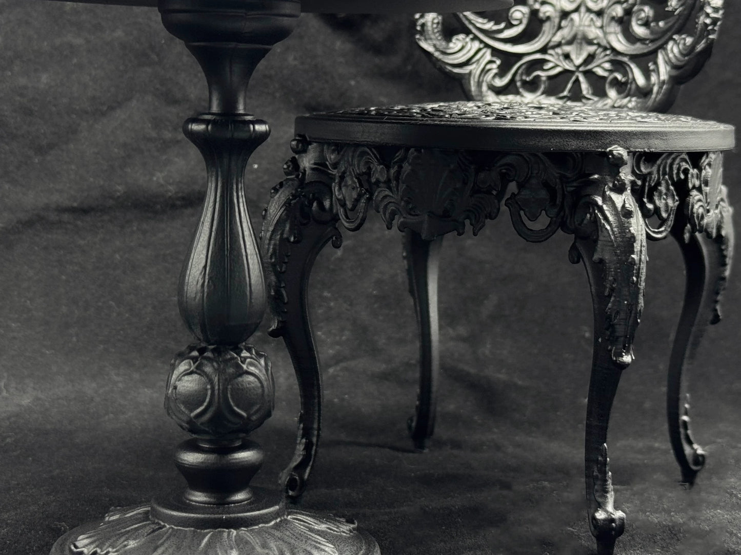 Mesa y sillas europeas de estilo vintage de hierro a escala 1:6, muebles en miniatura para casa de muñecas BJD Blythe OB11