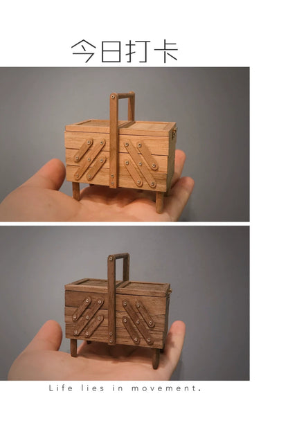 Caja de herramientas vintage a escala 1:6, muebles para casa de muñecas en miniatura para OB11 Blythe
