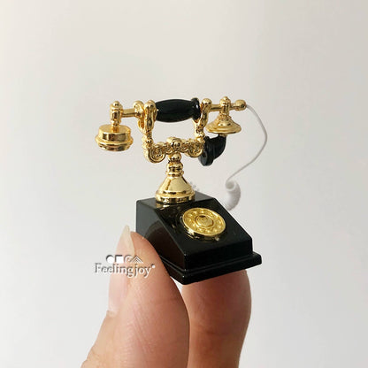 1:6 Scale BJD 1:12 Scale Miniature Dollhouse Scene Furniture Accessories Vintage Telephone Props For Photography
