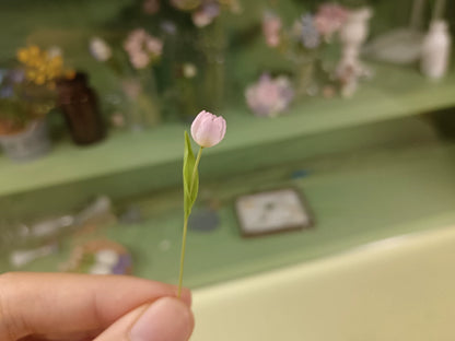1:6 Scale Miniature Tulip Clay Flower BJD Dollhouse Decor Blythe Accessory