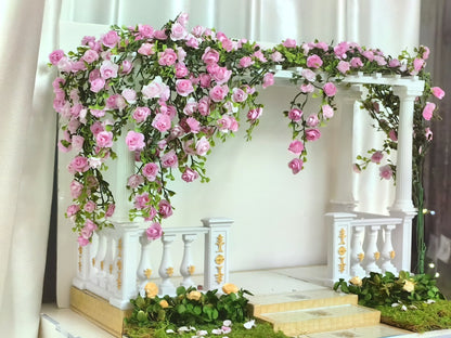 1:12 Scale Miniature Dollhouse Garden Courtyard With Handmade Wooden Fence