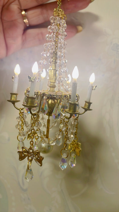 Lustre miniature pour maison de poupée Blythe, échelle 1:12, avec télécommande sans fil