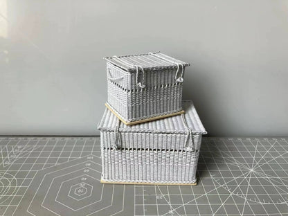 1:12 Scale Miniature Wicker Basket Blythe OB11 Dollhouse Accessory Small Long Size Photography Prop