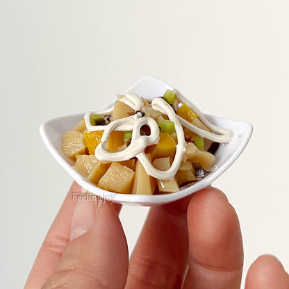 Accesorios para casa de muñecas BJD a escala 1:6, Blythe, té de la tarde, ensalada en miniatura, accesorios para escena, modelo de juego de comida en miniatura, candelabro, silla