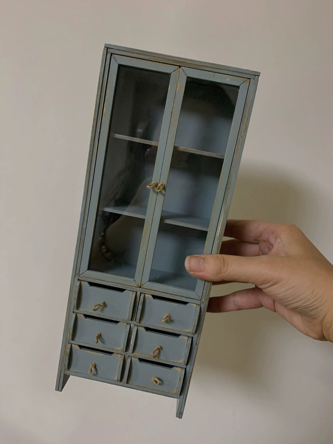1:6 Scale Vintage Distressed Wooden Cabinet Bookshelf Sideboard Miniature Dollhouse Furniture