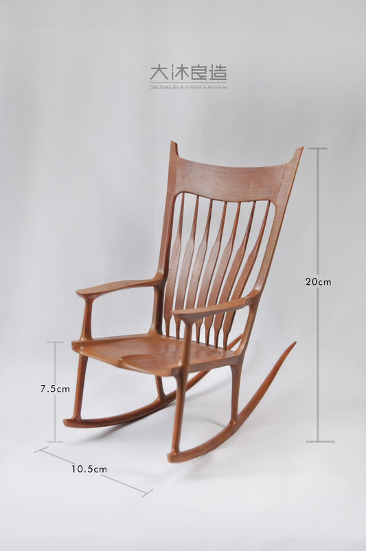 Silla mecedora Maloof Windsor a escala 1:6, muebles para casa de muñecas en miniatura
