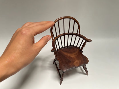 1:6 Scale Walnut Windsor Chair Miniature Dollhouse Furniture
