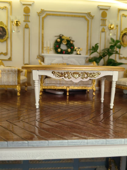 Table basse BJD à l'échelle 1:6, motif marbre, meubles miniatures pour maison de poupée, faits à la main