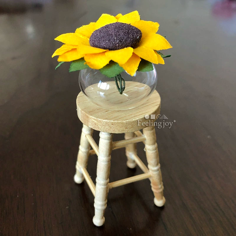 Taburete de madera en miniatura para casa de muñecas a escala 1:12, modelo de accesorio para muebles