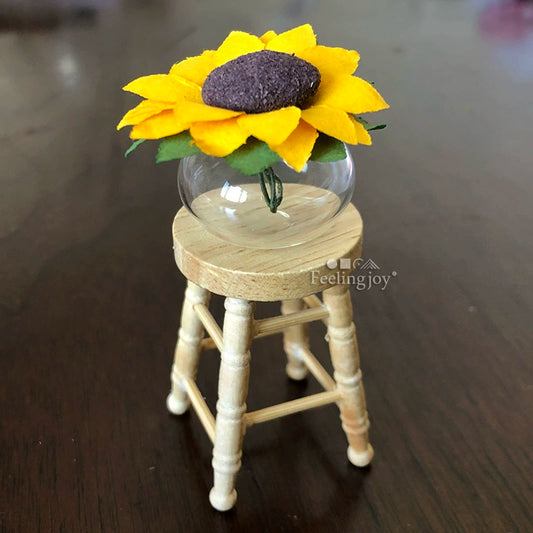 Taburete de madera en miniatura para casa de muñecas a escala 1:12, modelo de accesorio para muebles