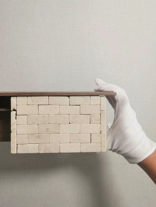 Mesa de piedra a escala 1:12, muebles de casa de muñecas en miniatura, juego de mesa de esquina