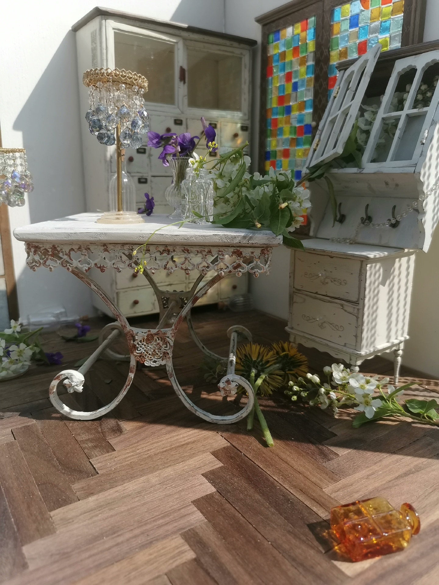 1:6 Scale Vintage Iron Garden Table Miniature Dollhouse Furniture For Blythe And BJD Dolls