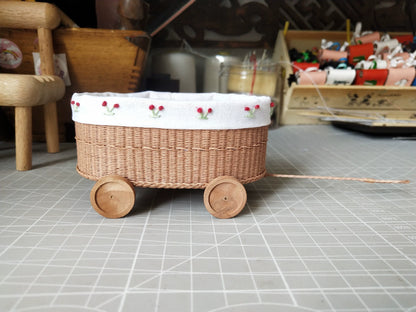 1:6 Scale 1:8 Scale Miniature Woven Rattan Baby Crib Dollhouse Furniture For Blythe Ob24 Ob11 Dolls