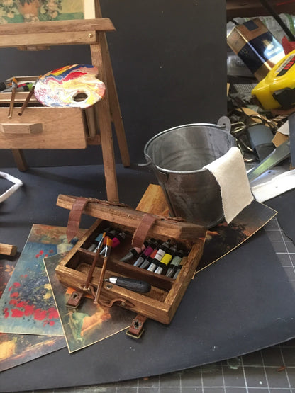 1:6 Scale Blythe BJD Painting Easel Set Miniature Dollhouse Art Studio Accessories