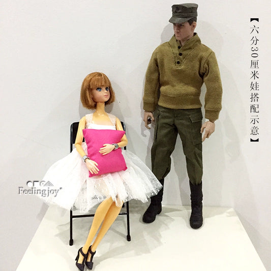 Chaise pliante miniature pour poupée BJD, échelle 1:6, avec coussin et oreiller, accessoire de photographie