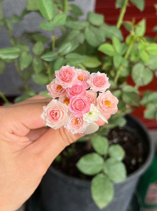 1:6 Scale Pink European Rose Miniature Dollhouse Accessory For Blythe