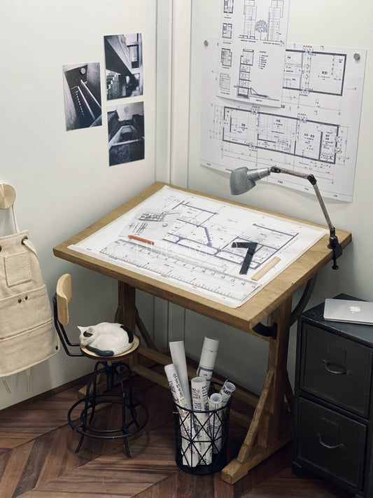 Banco de trabajo de madera a escala 1:6, muebles en miniatura para casa de muñecas Blyth BJD