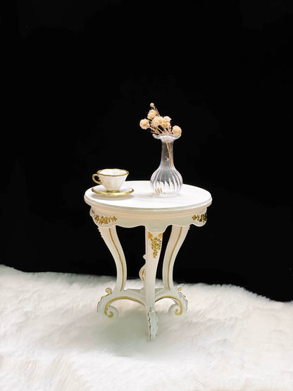 Mesa auxiliar redonda a escala 1:6, mesa de centro cuadrada, soporte alto para plantas, lámpara de pie, muebles para casa de muñecas en miniatura