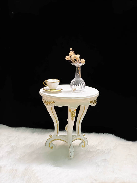 Mesa auxiliar redonda a escala 1:6, mesa de centro cuadrada, soporte alto para plantas, lámpara de pie, muebles para casa de muñecas en miniatura