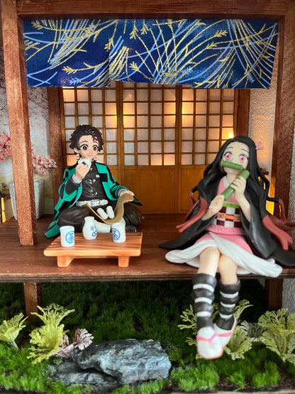 Caja de madera a escala 1:12, versión mejorada de techo de estilo japonés, muebles de casa de muñecas en miniatura