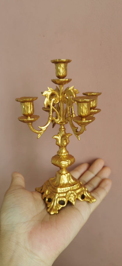 1:6 Scale Miniature Gold Five-Head Candle Holder For BJD Dollhouse Accessories
