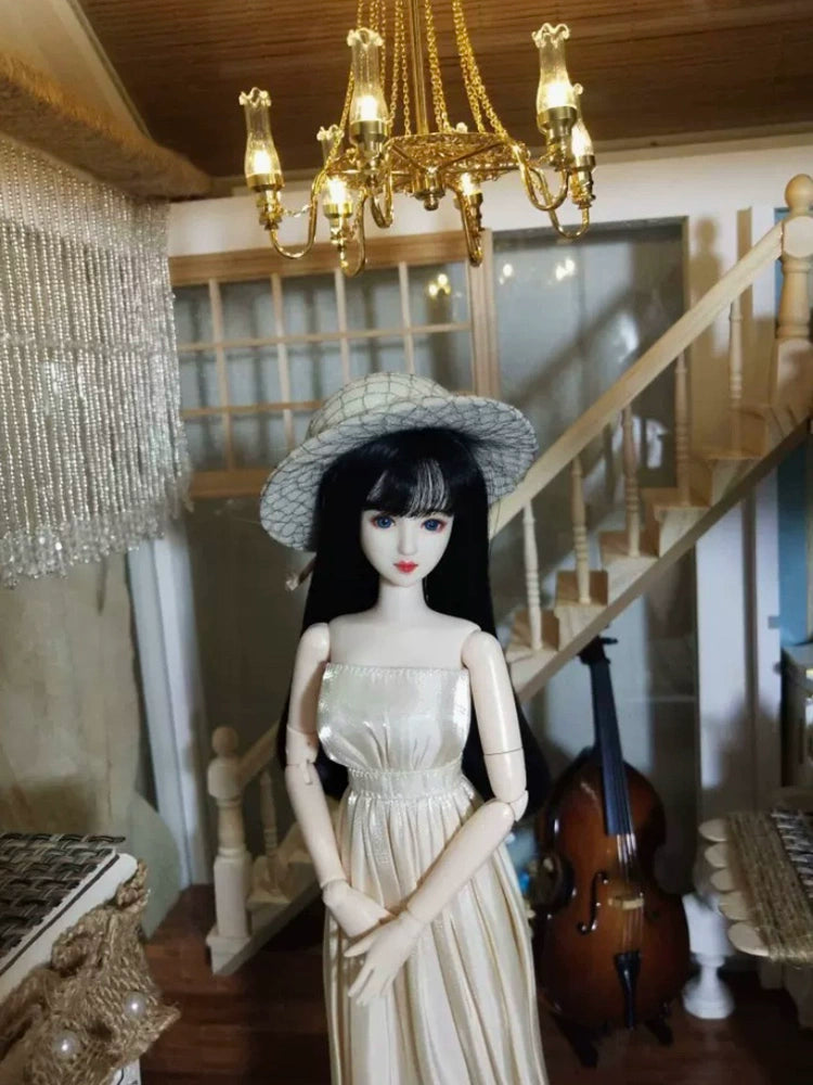 Lustre miniature en cristal à l'échelle 1:6, accessoire pour maison de poupée BJD Blythe