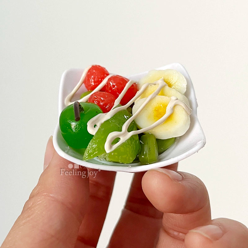 Accesorios para casa de muñecas BJD a escala 1:6, Blythe, té de la tarde, ensalada en miniatura, accesorios para escena, modelo de juego de comida en miniatura, candelabro, silla