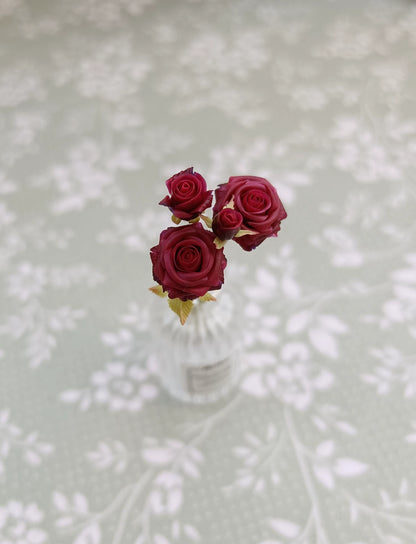 1:6 Scale Miniature Red Rose Clay Flower BJD Doll Blythe Dollhouse Decoration