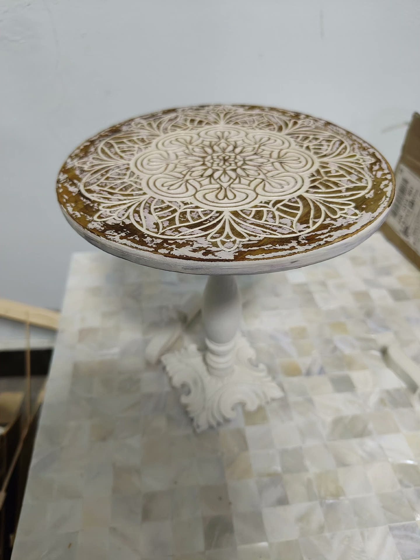 1:6 Scale Vintage Carved Tea Table Miniature Furniture For Blythe BJD Dollhouse