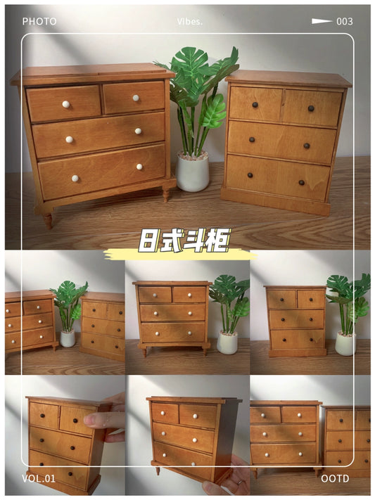 1:6 Scale 1:12 Scale Wooden Cabinet Sideboard Dresser Miniature Dollhouse Furniture Japanese Style