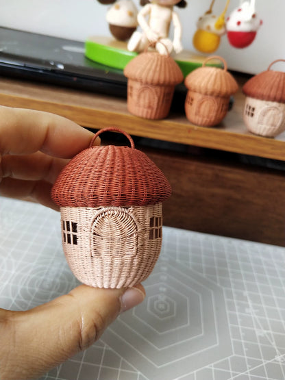 1:6 Scale Miniature Woven Rattan Handbag Dollhouse Accessory For Blythe Doll