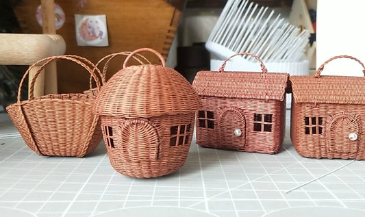 1:6 Scale Miniature Woven Rattan Basket Doll Accessory For BJD Dollhouse