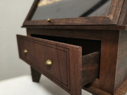 Juego de muebles en miniatura de nogal negro a escala 1:12 para casa de muñecas